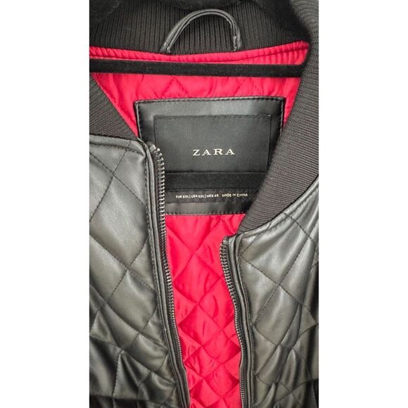 Zara Faux Leather Bomber Jacket XL - Picture 2 of 5